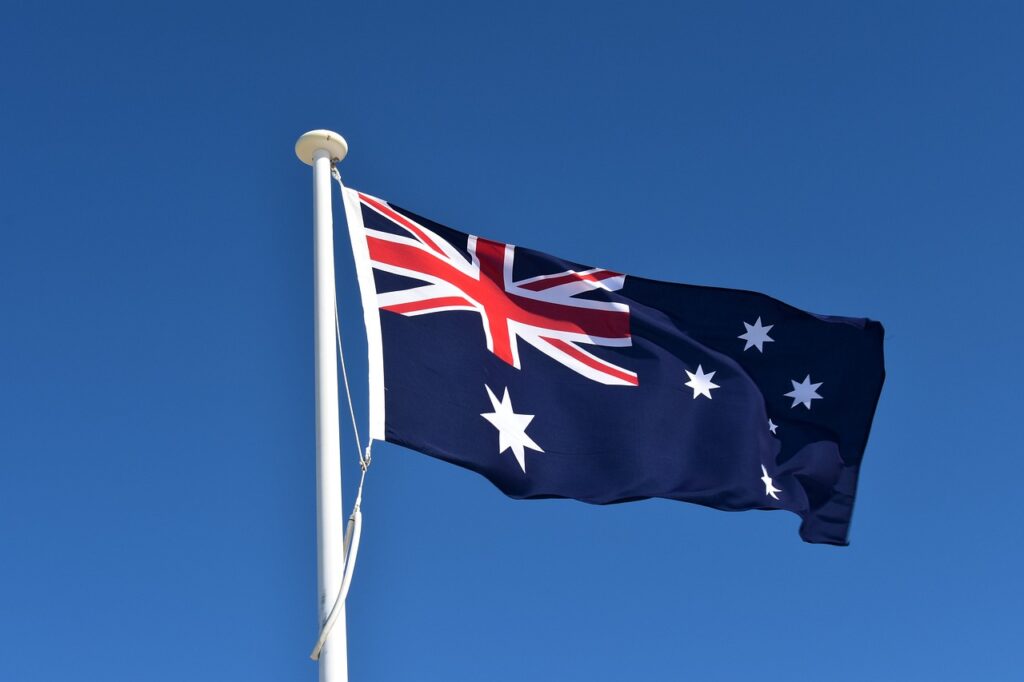 australia, flag, sky