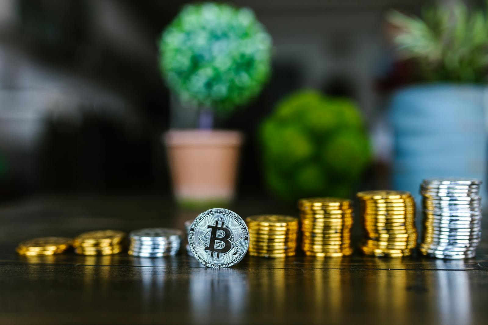 Close-Up Shot of Stock of Coins