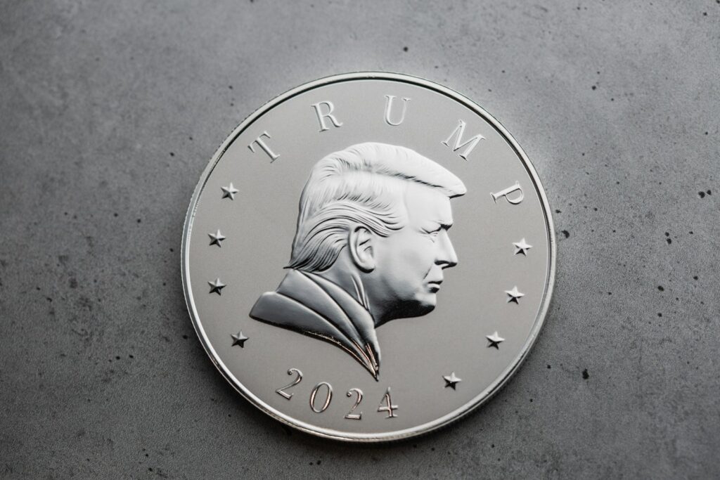 a close up of a coin on a table