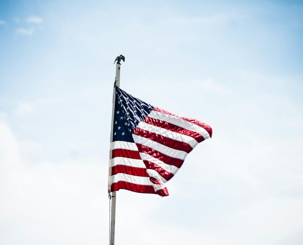 Waving American flag