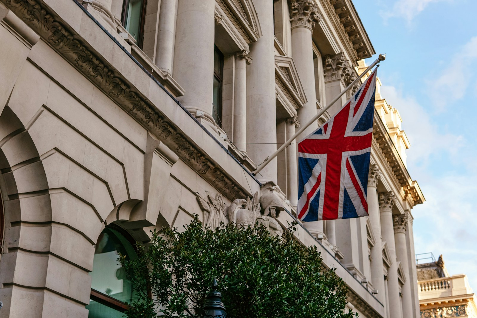 a flag on a building