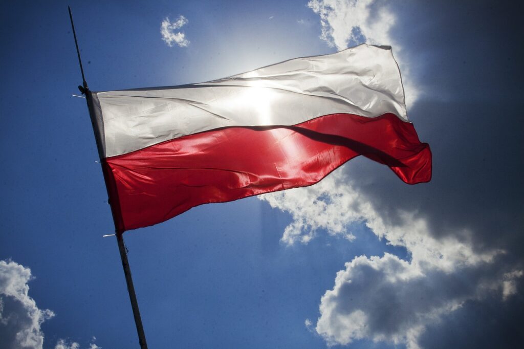 flag, poland, sky