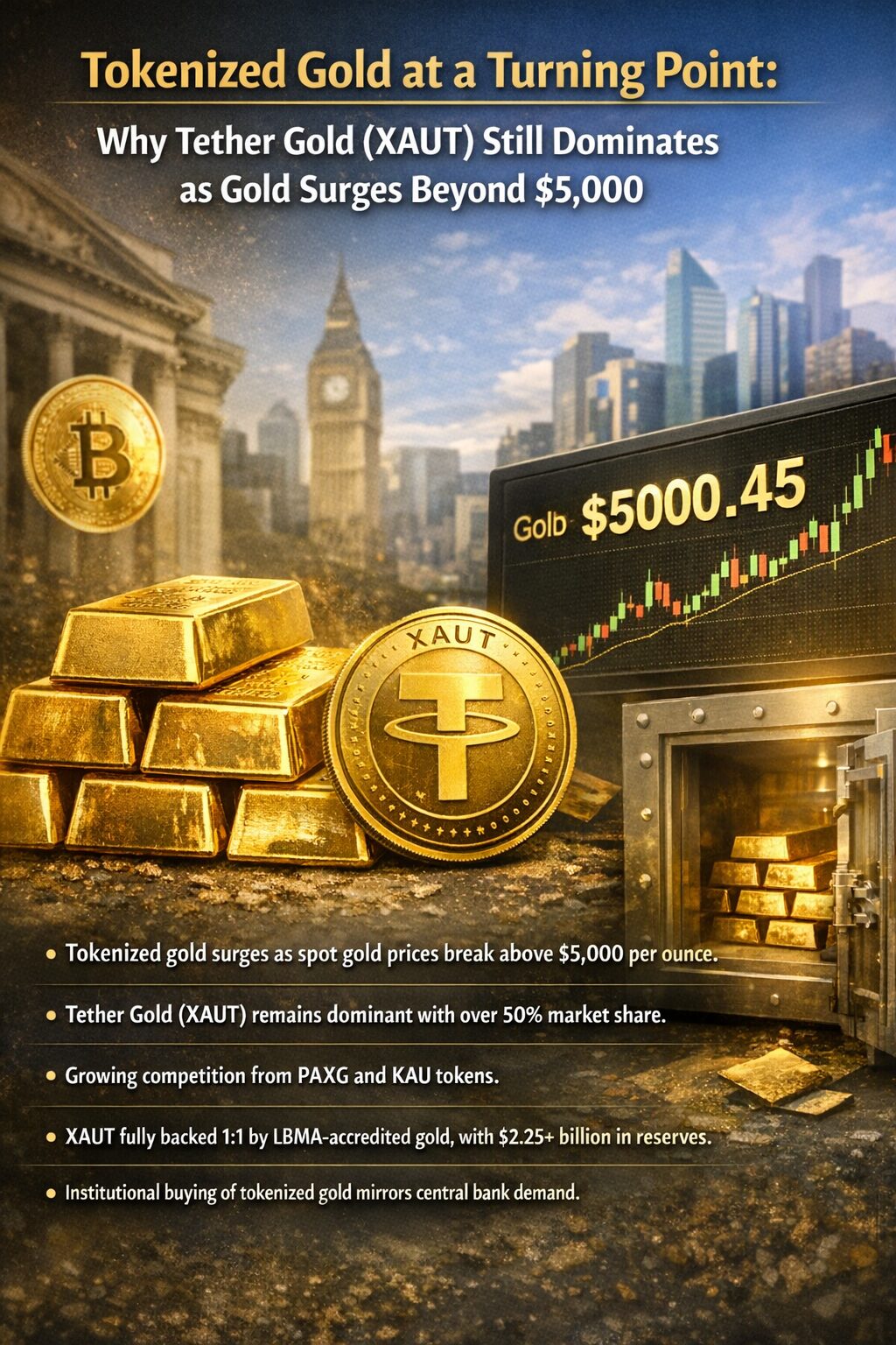Tokenized Gold at a Turning Point : Why Tether Gold (XAUT) Still Dominates  as Gold Surges Beyond $5,000** - Dzilla Pte. Ltd. - dzilla Wallet,  Calculator, Media