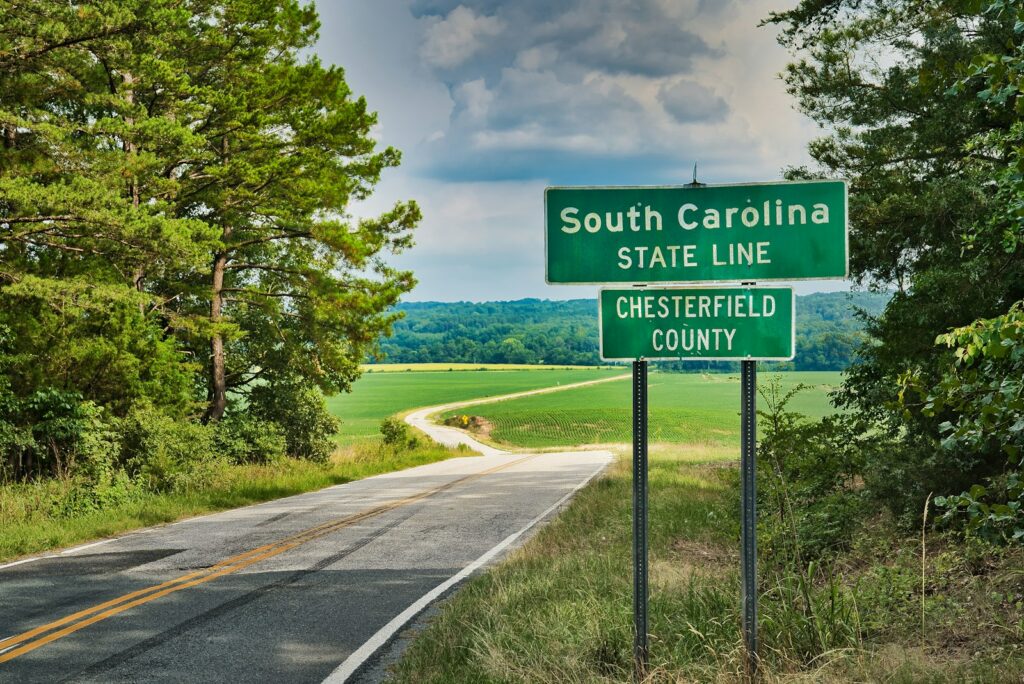 South Caroline State Line street sign