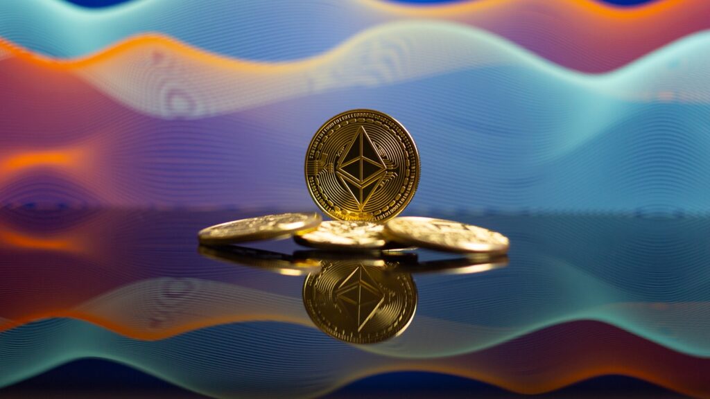 a bit coin sitting on top of a table