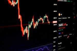 a computer screen displaying a stock market chart