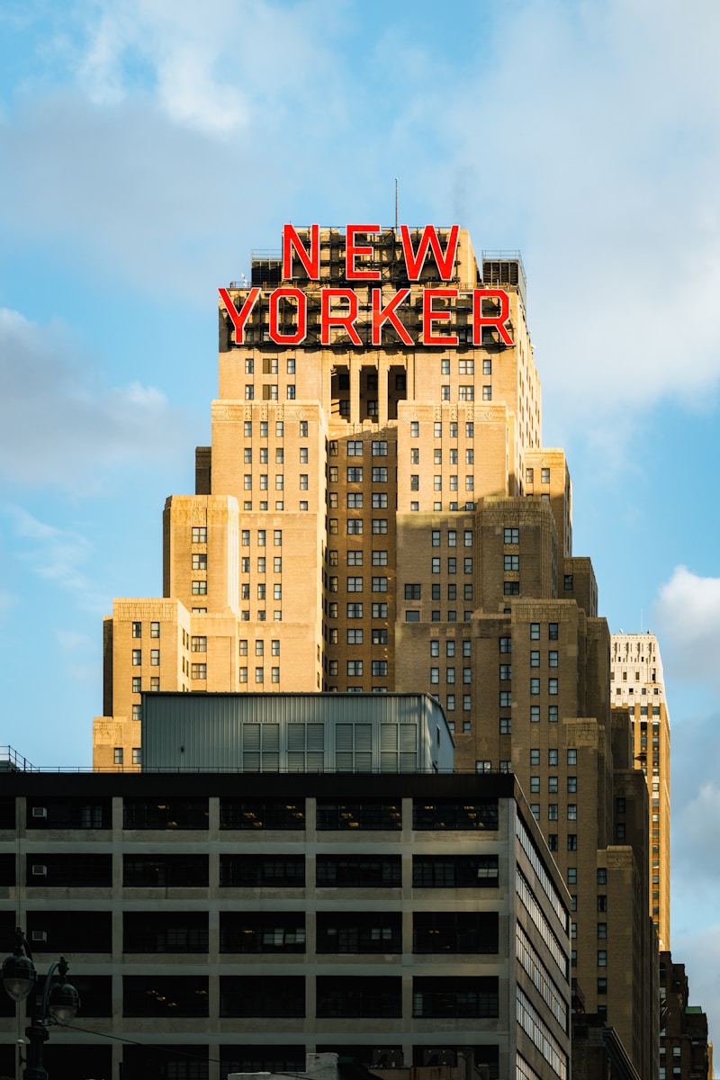 a tall building with a sign on it