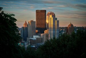 gray concrete building at golden hour