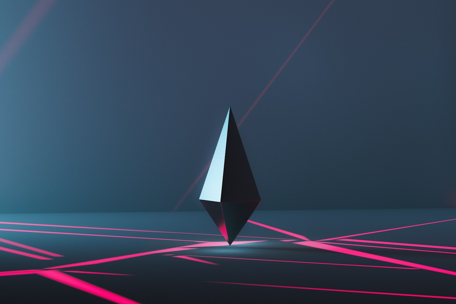 crystal shape with red laser beams