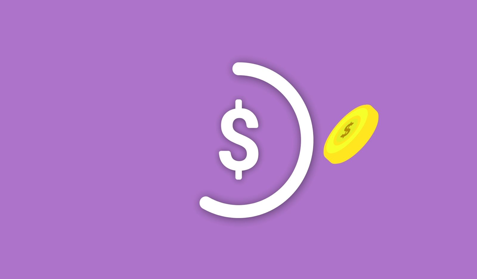 Decorative cardboard illustration of dollar and loading wheel symbols during financial transaction on violet background