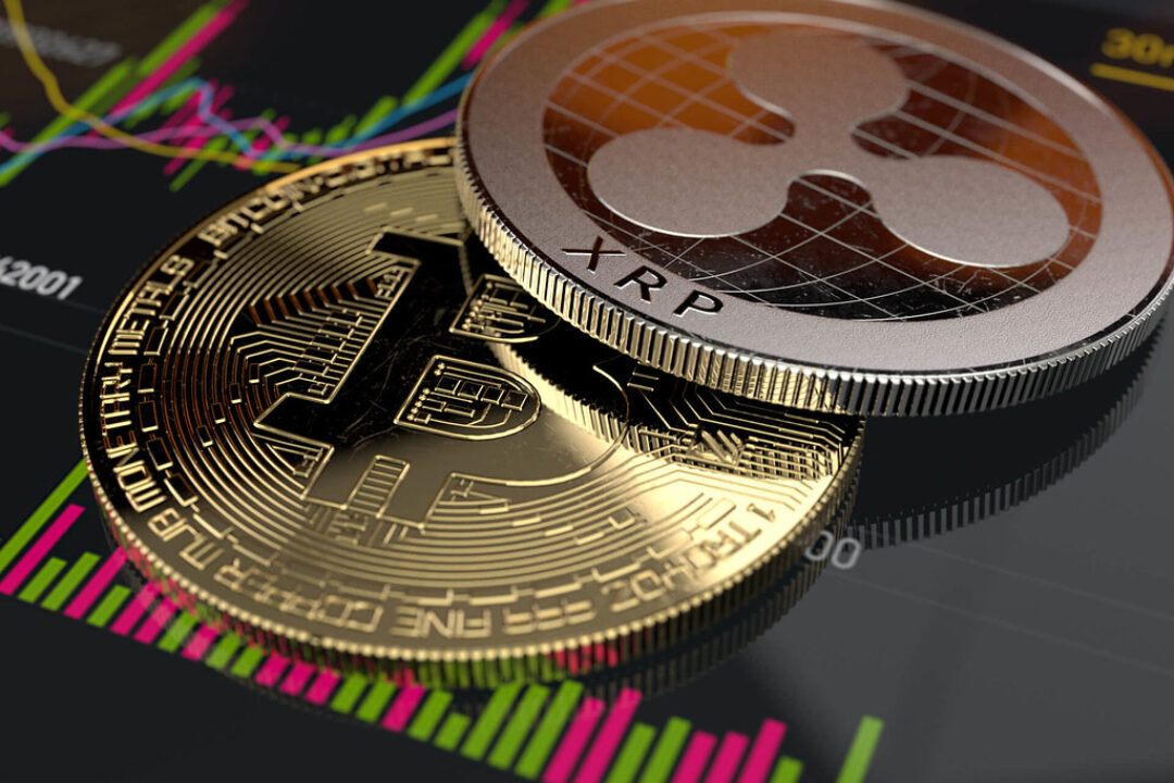Bitcoin and Ripple XRP on mobile trading app screen