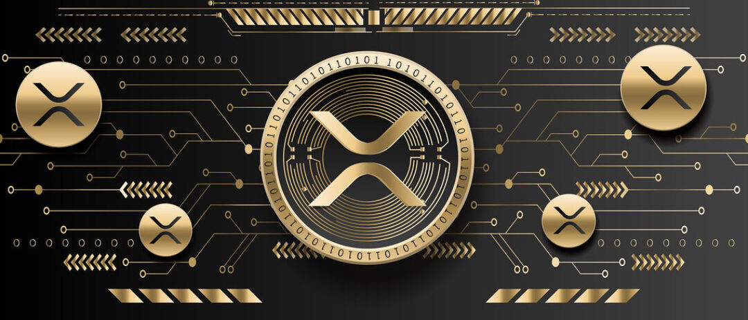 Xrp XRP crypto golden coin futuristic black background 1