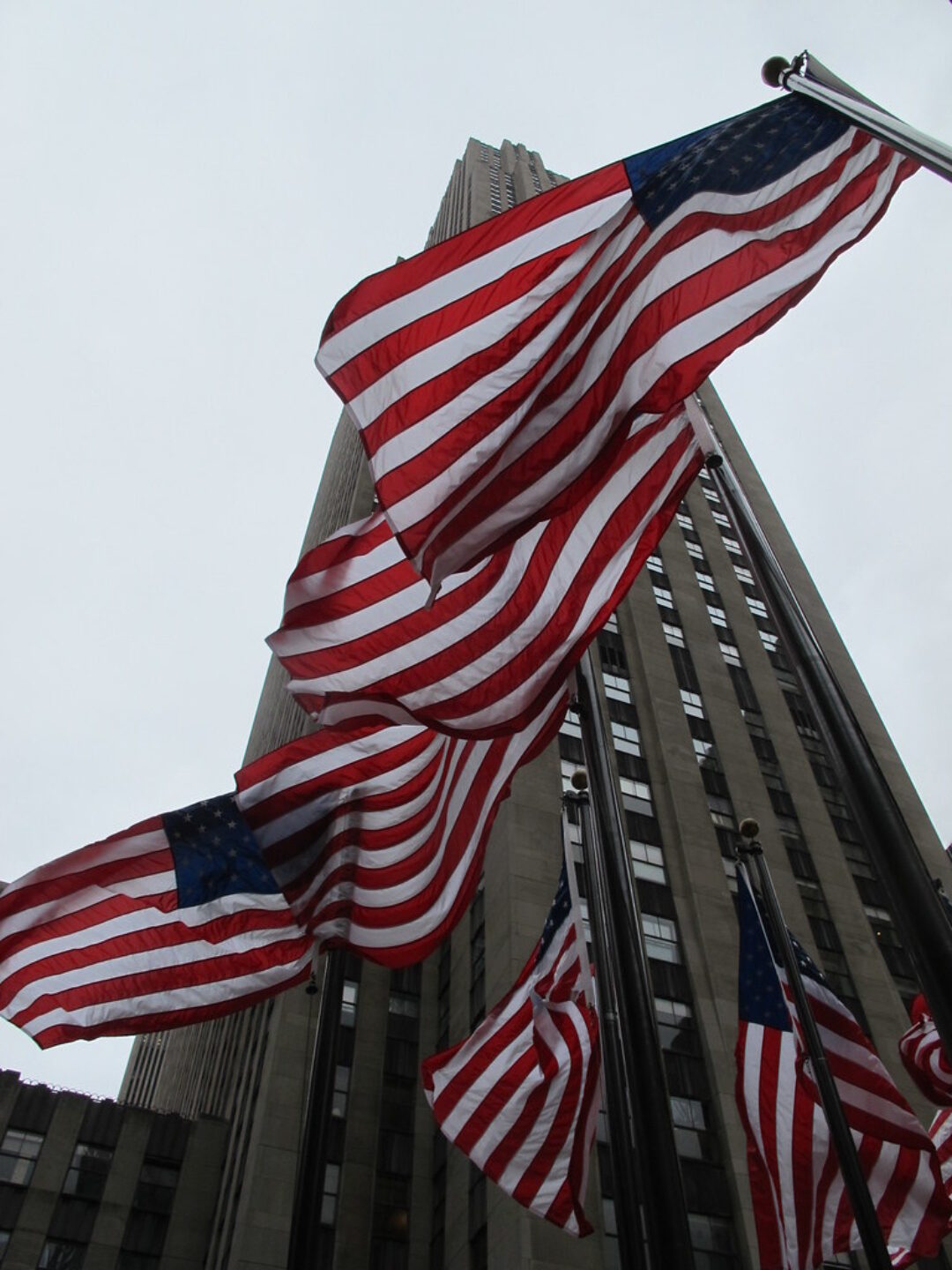 America flags in Rockefeller Center for Memorial Day