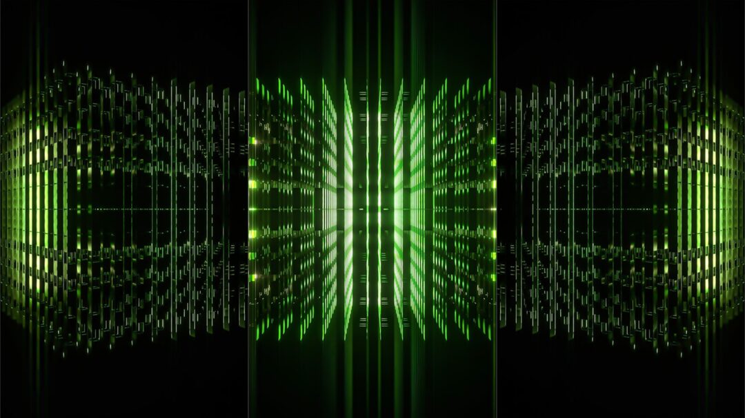 a series of three images with a green and black background