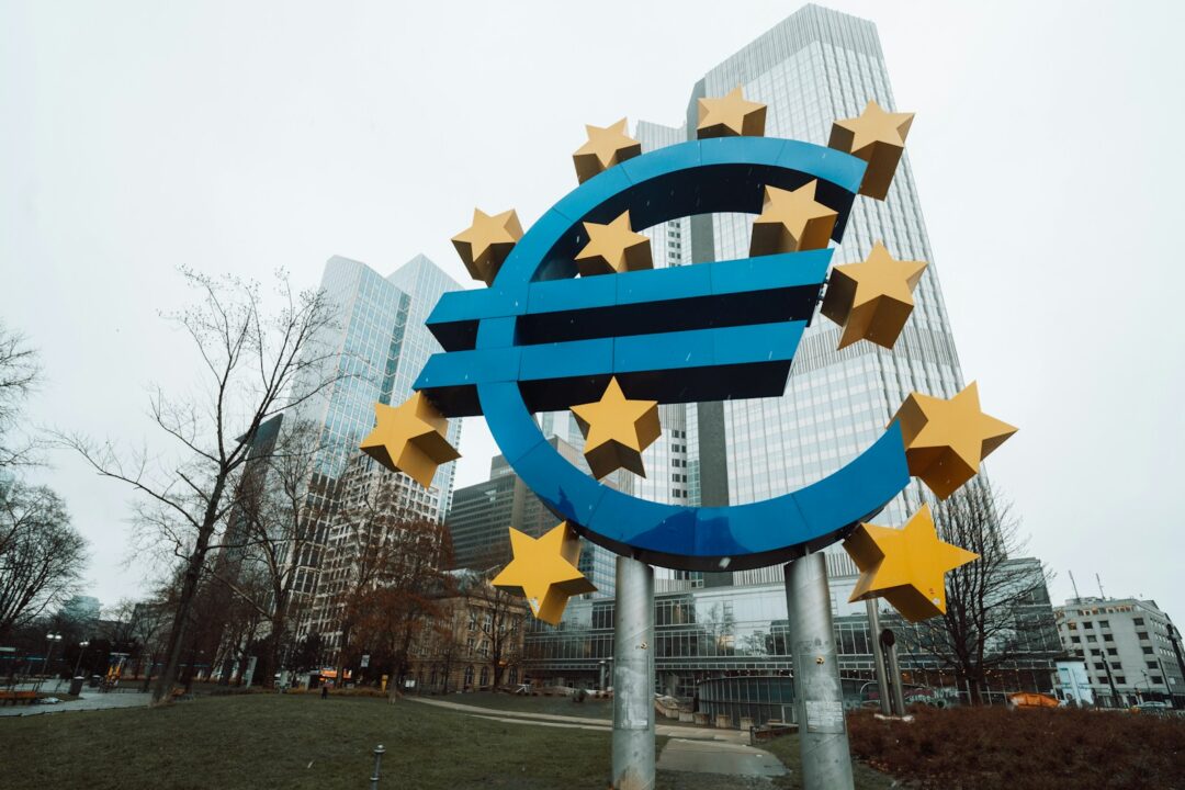 a large blue and yellow sign with stars on it